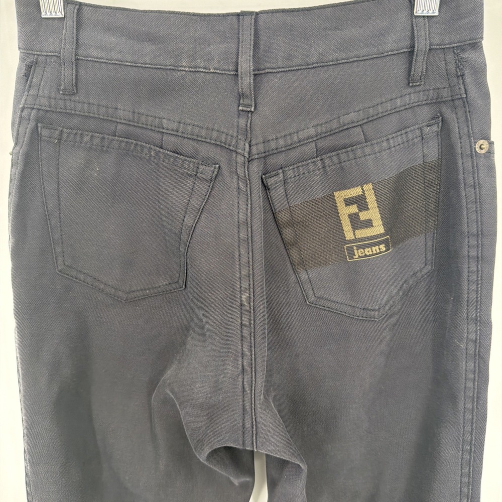 Fendi Jeans Vtg Monogram High Waist Pants Black Wash Jeans 27x30 80s 90s Italy